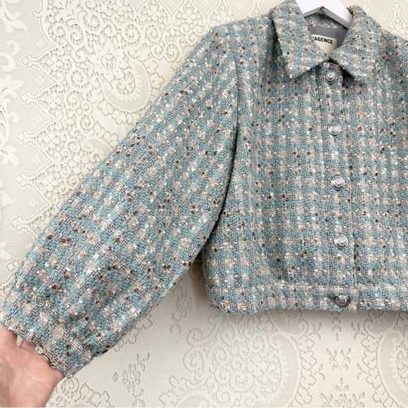 L'Agence Bridges Cropped Metallic Tweed Jacket - Picture 8 of 16